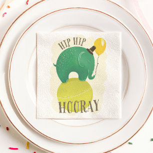 Guardanapo De Papel Elefante bonito. Hip Hip Hooray animal aniversário