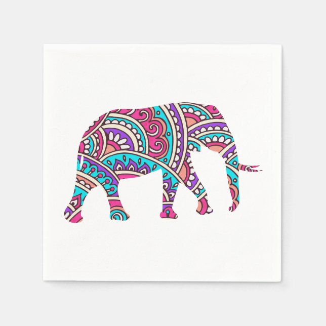 Guardanapo De Papel Elefante colorido (Frente)