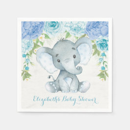 Guardanapo De Papel Elefante com Aquarela Dusty Floral Selva Azul