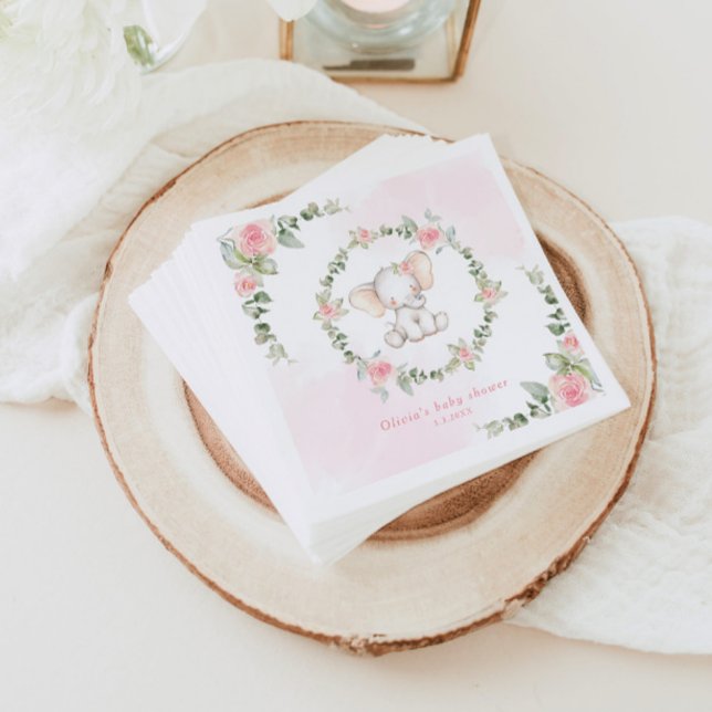 Guardanapo De Papel Elefante cor-de-rosa-plana Napkins (Criador carregado)