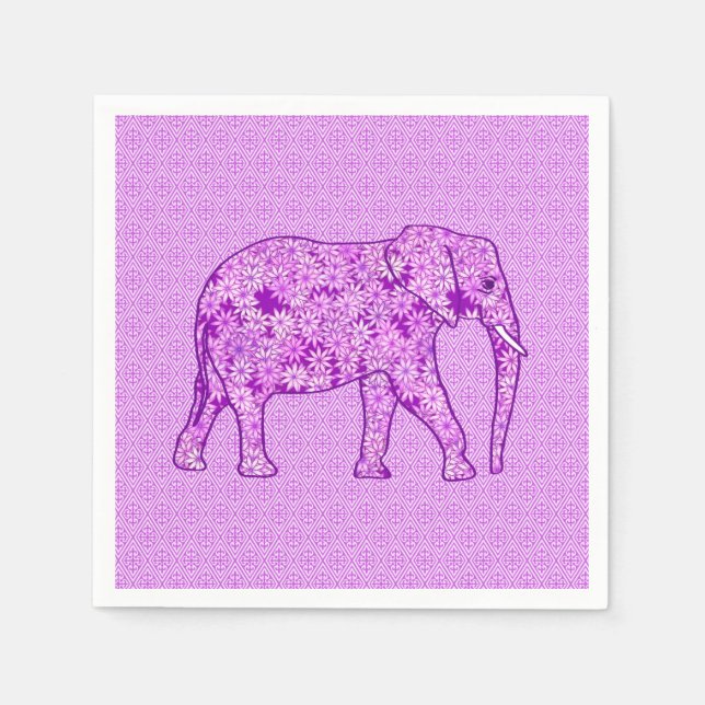 Guardanapo De Papel Elefante da flor - roxo ametista (Frente)