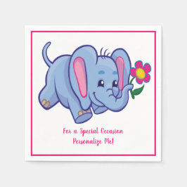 Guardanapo De Papel Elefante De Bebê Cento E Flor Personalizados