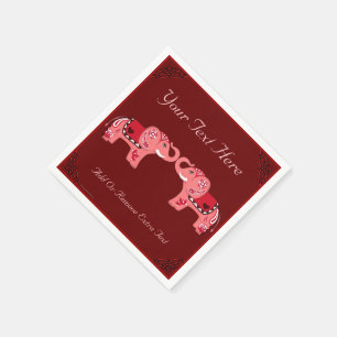 Guardanapo De Papel Elefante do Henna (vermelho/rosa)