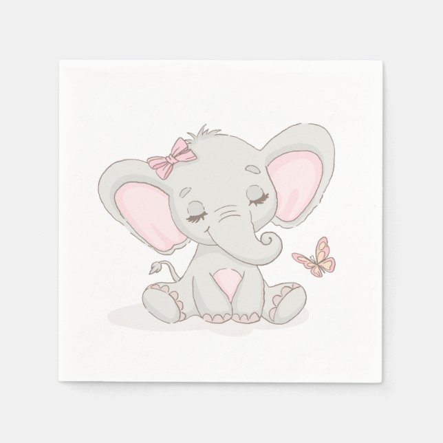 Guardanapo De Papel Elefante e Borboleta Zebra Napkins (Frente)