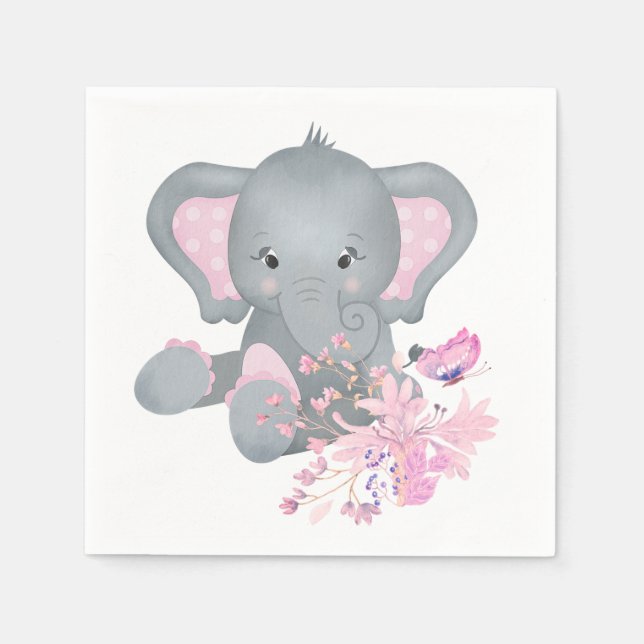 Guardanapo De Papel Elefante em aquarela fofo (Frente)