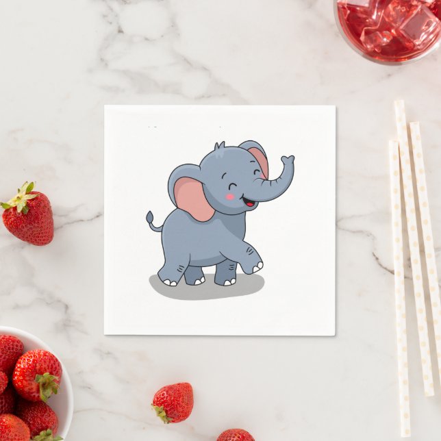 Guardanapo De Papel Elefante Fofo Carregando Presente (Insitu)