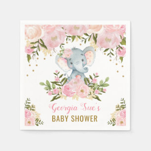 Guardanapo De Papel Elefante Rosa bonito / Floral de Aquarela Feminina