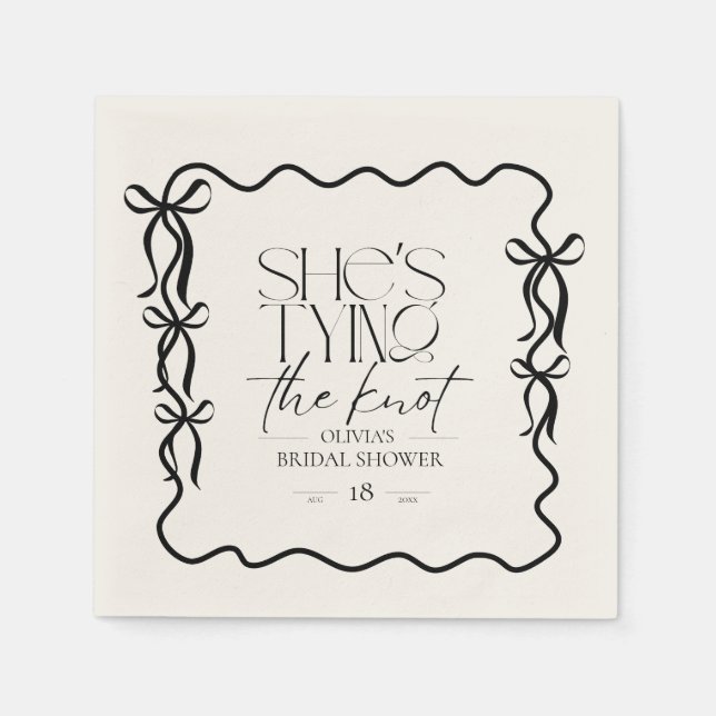 Guardanapo De Papel Elegance Black Bow Bridal Shower (Frente)