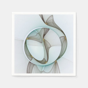 Guardanapo De Papel Elegância Abstrata Moderna Turquesa Marrom Dourado