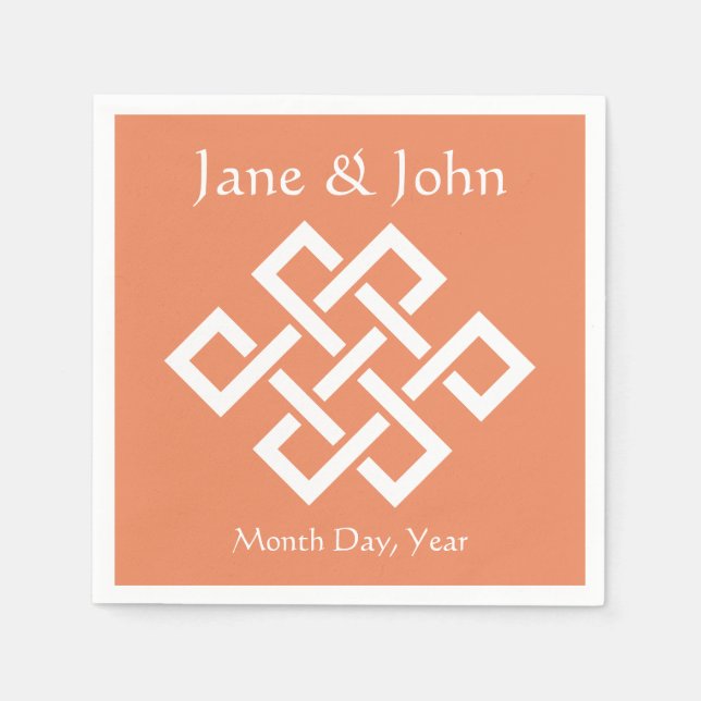 Guardanapo De Papel Elegância Chinesa em Coral Napkins (Frente)