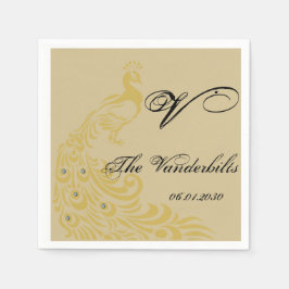 Guardanapo De Papel Elegância de Peacock com Monograma de Art Deco Fla