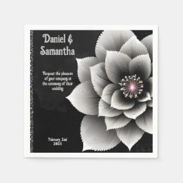 Guardanapo De Papel Elegância do eterno: Casamento do Flor Negro e Sil