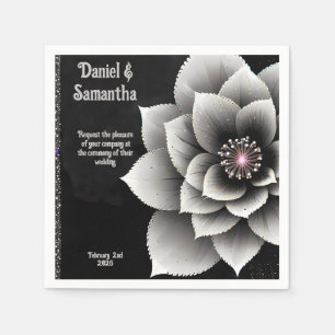 Guardanapo De Papel Elegância do eterno: Casamento do Flor Negro e Sil