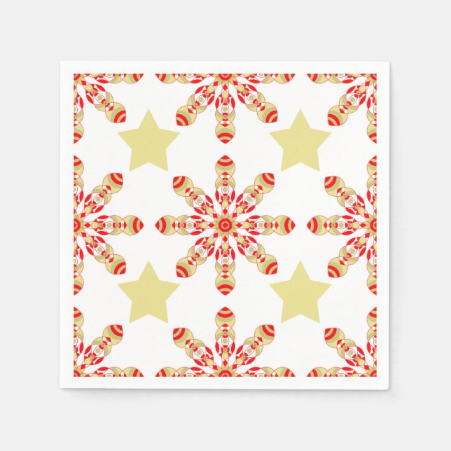 Guardanapo De Papel elegância festiva: padrão estrelado vermelho e our (Frente)