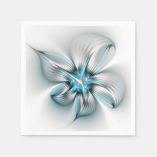 Guardanapo De Papel Elegância Floral Moderna Abstrato Azul Arte Fracta