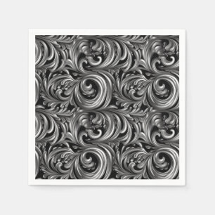 Guardanapo De Papel Elegância líquida - Padrão líquido preto metálico