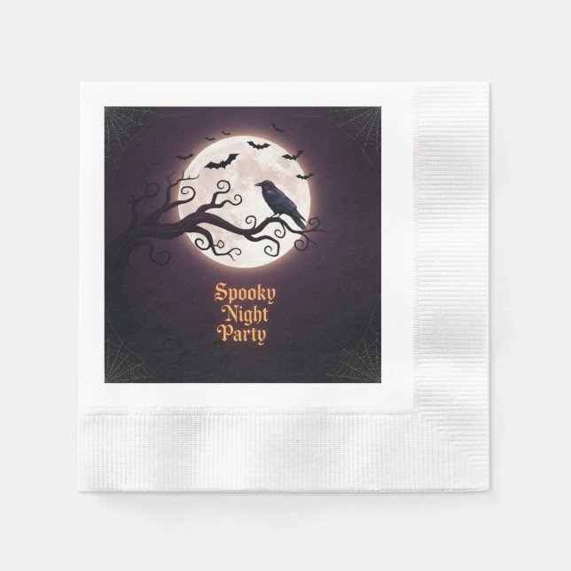 Guardanapo De Papel Elegância Lua | Documento do Partido Halloween Nap (Frente)