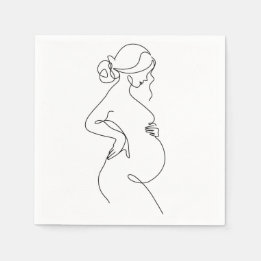 Guardanapo De Papel Elegância Materna: Arte Linear de Mulheres Grávida
