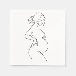 Guardanapo De Papel Elegância Materna: Arte Linear de Mulheres Grávida