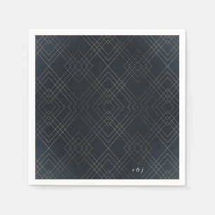 Guardanapo De Papel Elegância Naval Ouro Diamante Geométrico Deco Casa