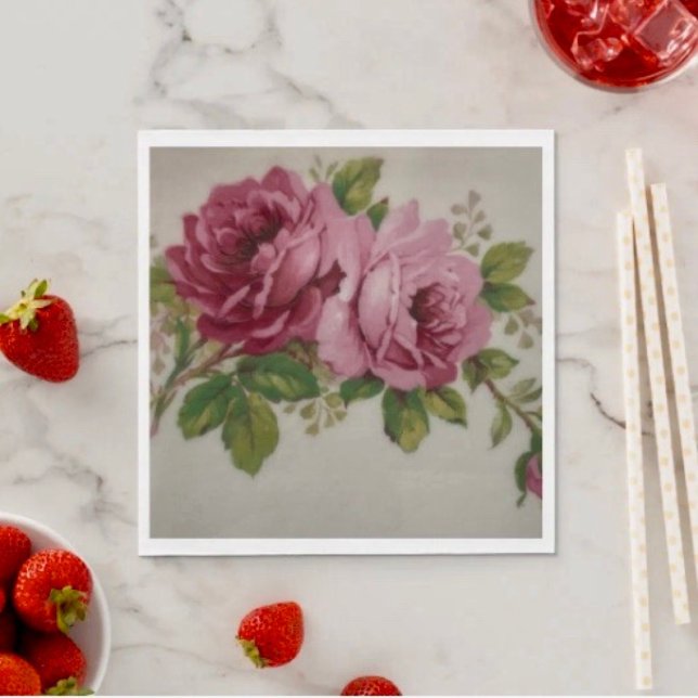 Guardanapo de papel Elegância Rosa do Repolho Vint (Napkins - coined or standard napkin sold in quantities of 50. )