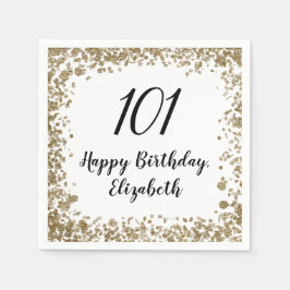 Guardanapo De Papel Elegant 101st Birthday Napkins With Gold Sequins