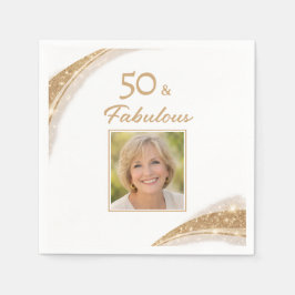 Guardanapo De Papel Elegant 50 & Fabulous Gold Photo Birthday Party