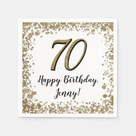 Guardanapo De Papel Elegant 70th Birthday Napkins Gold and Black
