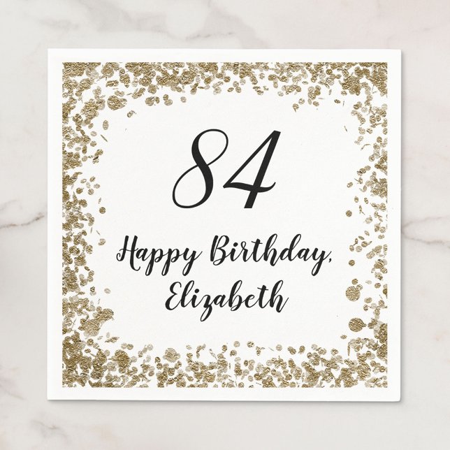 Guardanapo De Papel Elegant 84th Birthday Napkins With Gold Sequins (Criador carregado)