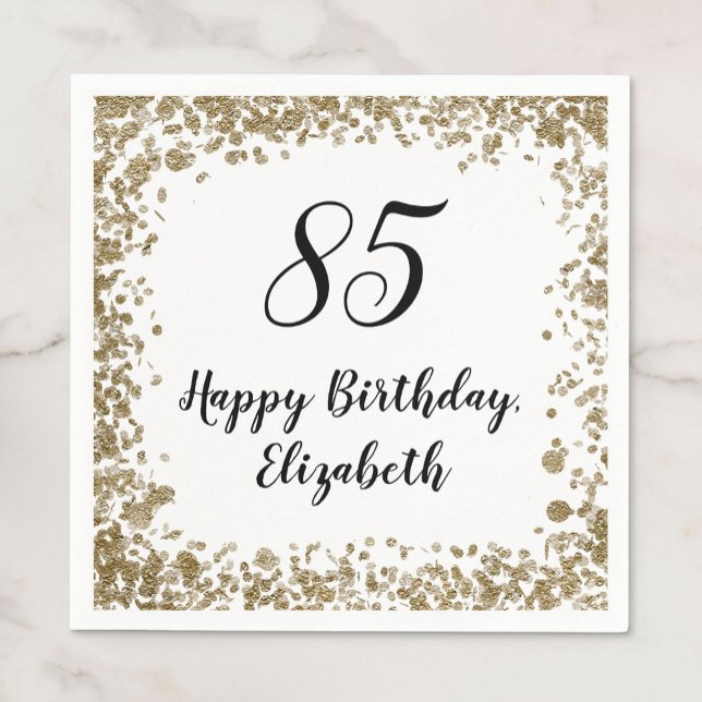 Guardanapo De Papel Elegant 85th Birthday Napkins With Gold Sequins (Criador carregado)