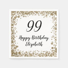 Guardanapo De Papel Elegant 99th Birthday Napkins With Gold Sequins