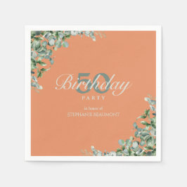 Guardanapo De Papel Elegant Autumn Green Flower Women's 50th Birthday 