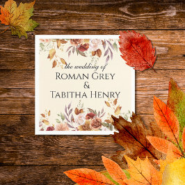 Guardanapo De Papel Elegant Autumn Watercolor Floral Wedding