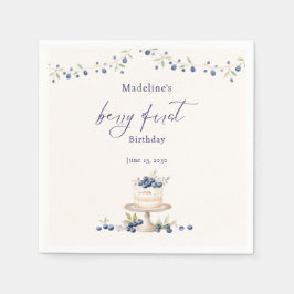 Guardanapo De Papel Elegant Berry First Blueberry Birthday Party
