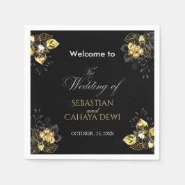 Guardanapo De Papel Elegant black and gold summer wedding