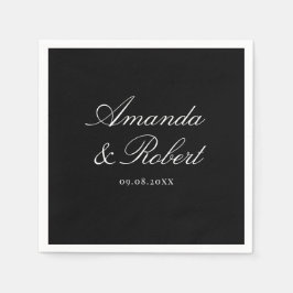 Guardanapo De Papel Elegant Black and White Calligraphy Wedding