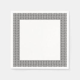 Guardanapo De Papel Elegant Black and White Folk Floral Seamless Patte