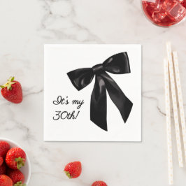 Guardanapo De Papel Elegant Black Bow Birthday Party Napkins