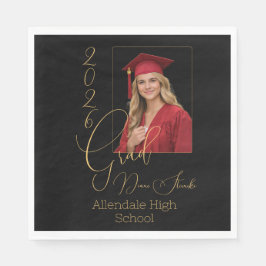 Guardanapo De Papel Elegant Black & Gold Graduation