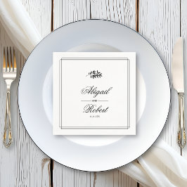 Guardanapo De Papel Elegant black, white branch triple border wedding