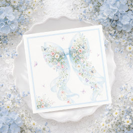 Guardanapo De Papel Elegant Blue Bow Butterfly Baby Shower