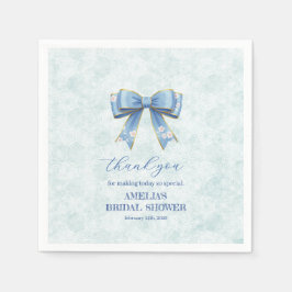 Guardanapo De Papel Elegant Blue Bow Engagement Party Invitation