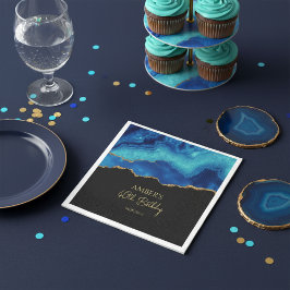 Guardanapo De Papel Elegant Blue Gold Abstract Marble Design