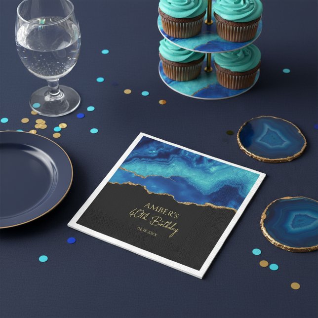 Guardanapo De Papel Elegant Blue Gold Abstract Marble Design (Criador carregado)