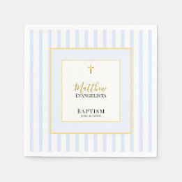 Guardanapo De Papel Elegant Blue Gold Baptism Party