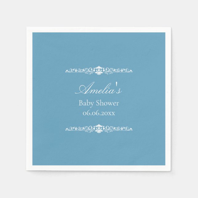 Guardanapo De Papel Elegant Blue Regency Style Baby Shower  (Frente)
