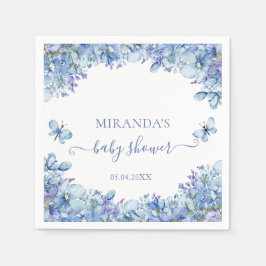 Guardanapo De Papel Elegant Blue Watercolor Floral Baby Shower