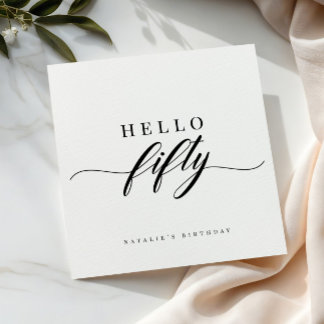 Guardanapo De Papel Elegant Calligraphy Hello 50 Birthday Personalized