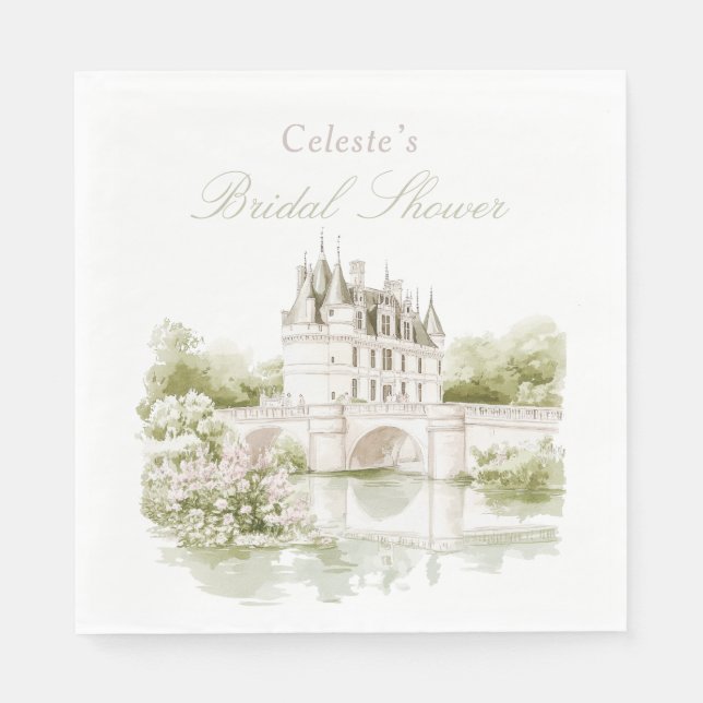 Guardanapo De Papel Elegant Chateau French Romance Bridal Shower  (Frente)