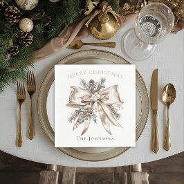 Guardanapo De Papel Elegant Christmas Bow Personalized Napkins